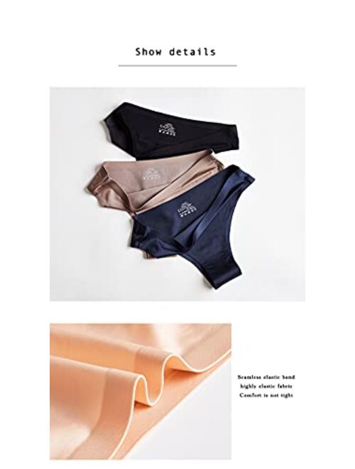 VISSAY Women's Women's Invisible Seamless Bikini Underwear ice silk yoga Half Back Coverage Panties Pack 6