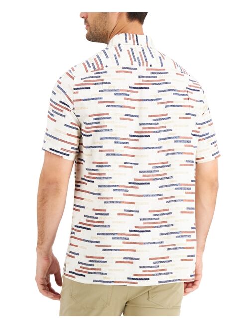 Tasso Elba Men's Regular-Fit Broken Stripe Shirt, Created for Macy's