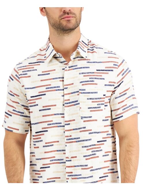 Tasso Elba Men's Regular-Fit Broken Stripe Shirt, Created for Macy's