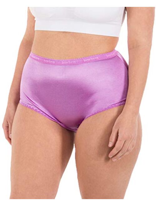 Barbra Lingerie Satin Panties S to Plus Size Womens Underwear Full Coverage Brief Multi-Pack
