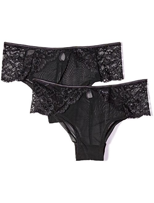 Amazon Brand - Mae Women's Lace and Satin Hipster Underwear, 2 Pack