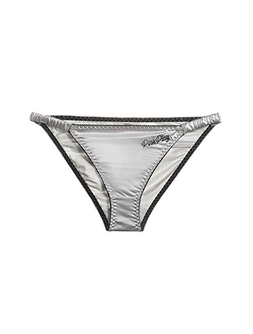 YAWAN 5 Pack Women Bikini Panties Silky Briefs Sexy Satin Underwear Low Waist Ice Silk Briefs Breathable Comfort