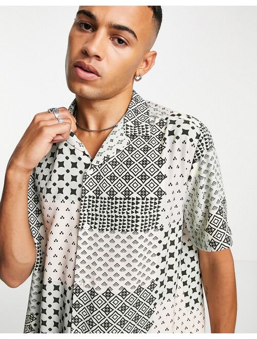 Asos Design relaxed shirt in patch geo print