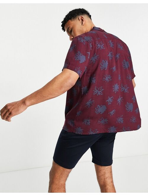 New Look short sleeve shirt with floral print in burgundy