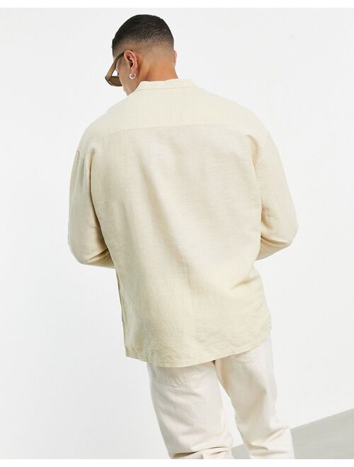 Asos Design relaxed fit overhead linen shirt in light yellow