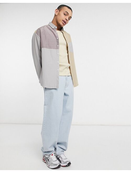 Asos Design 90s oversized shirt with patchwork stripe