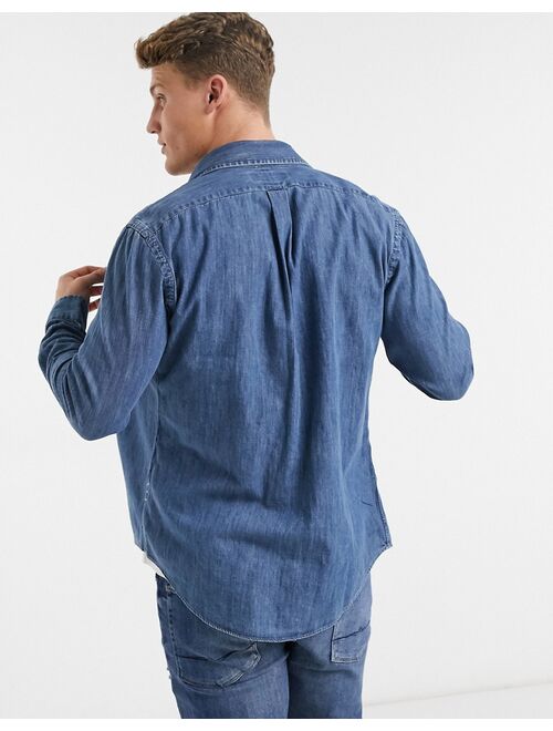 Polo Ralph Lauren slim fit denim shirt in mid wash blue