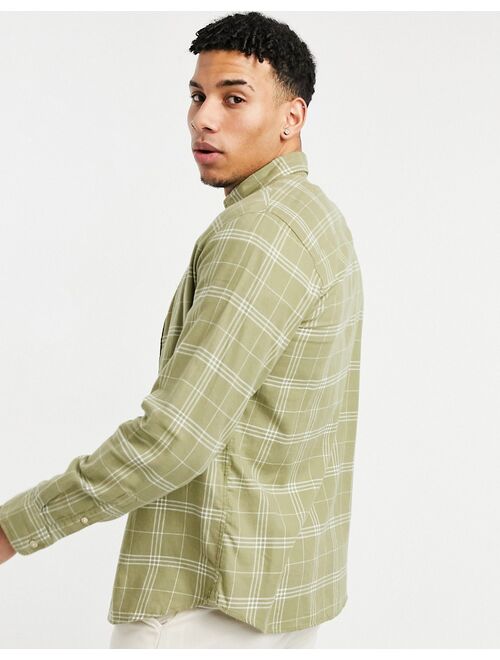 Selected Homme brushed check overshirt in green
