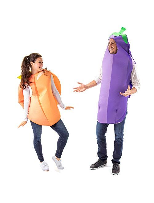 Hauntlook Peach + Eggplant Emoji Couples Halloween Costume - Funny Food Adult Unisex
