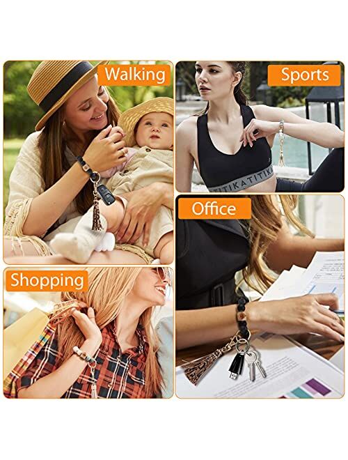 Women Wristlet Keyring keychains Accessories Bracelet Silicone Beaded Key Chain