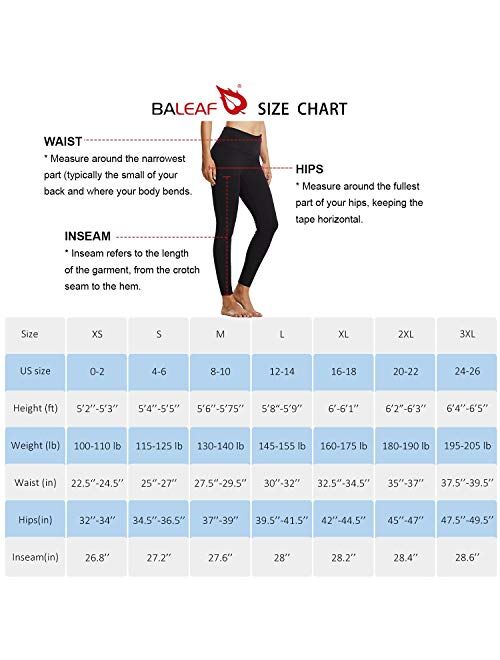BALEAF Women's Fleece Lined Leggings Winter Warm Yoga Pants Thermal High Waisted Seamless Leggings Inner Pocket