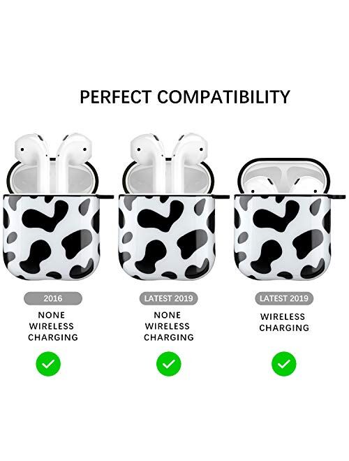 Hamile Compatible with Airpods Case Cover Cute Protective Case for Apple Airpods 2 & 1, Fadeless Shockproof Hard Case Cover with Portable Keychain for Girls Women Men - P