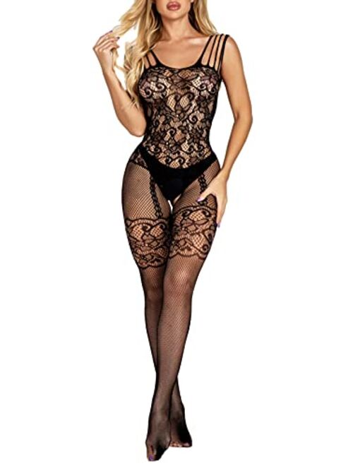 Shein Floral Lace Crotchless Bodystocking