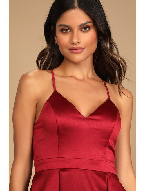 Lulus Be With You Wine Red Skater Dress