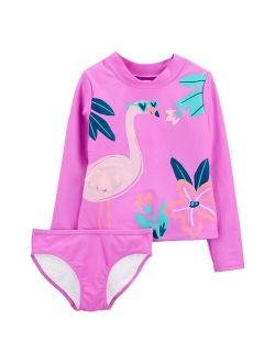 Girls 4-14 Carter's Flamingo Rashguard Top & Bottoms Swimsuit Set