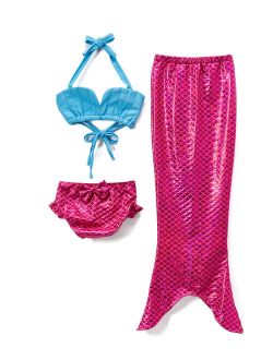 wind + thistle Fuchsia & Blue Mermaid Bikini Set - Toddler & Girls