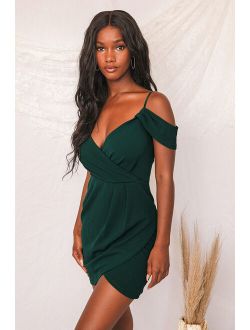 Love So Sweet Hunter Green Off-the-Shoulder Bodycon Dress