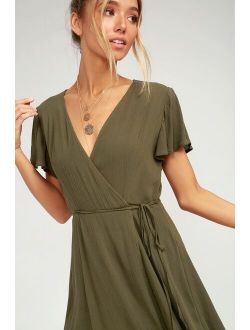 Harbor Point Olive Green Wrap Dress
