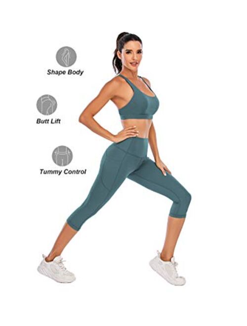 Steppe Naked Feeling High Waisted Yoga Pants Women's Workout Capris Leggings with Pockets