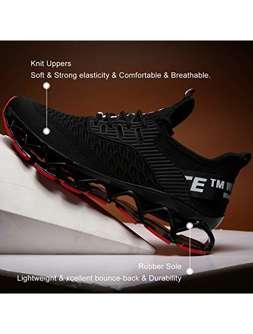 Chopben Men's Running Shoes Blade Non Slip Fashion Sneakers Breathable Mesh Soft Sole Casual Athletic Walking Shoes