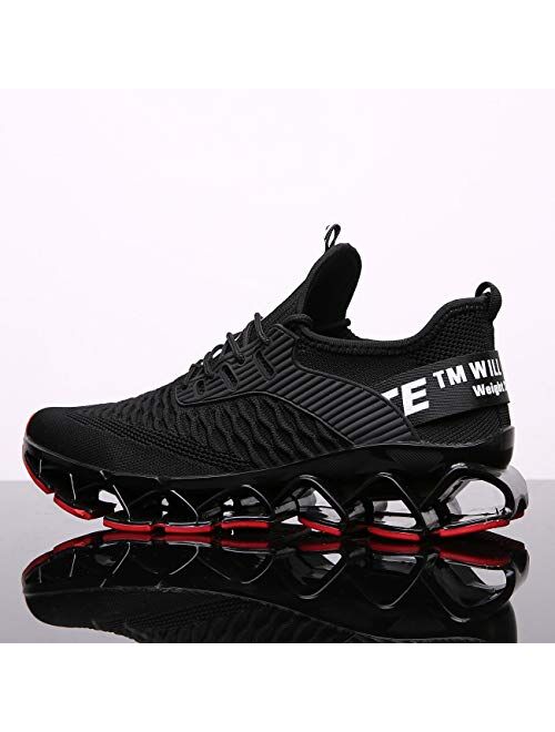 Chopben Men's Running Shoes Blade Non Slip Fashion Sneakers Breathable Mesh Soft Sole Casual Athletic Walking Shoes