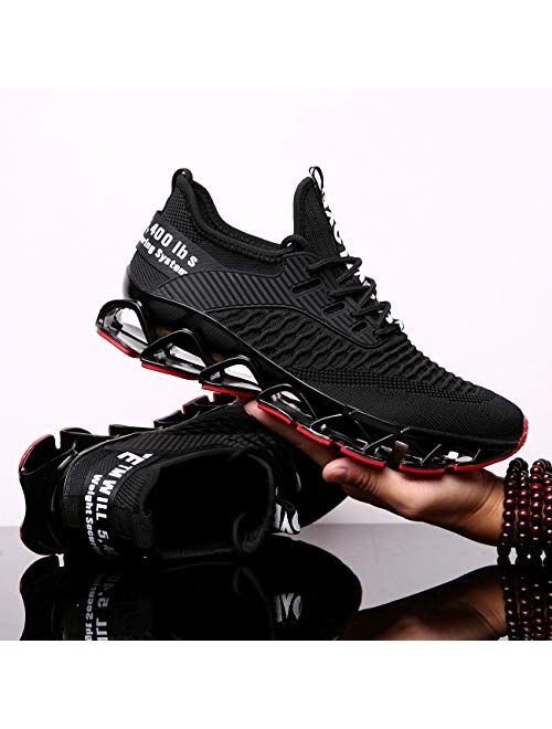 Chopben Men's Running Shoes Blade Non Slip Fashion Sneakers Breathable Mesh Soft Sole Casual Athletic Walking Shoes