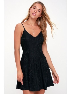 Way With Words Black Lace Skater Dress