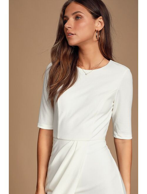 Lulus Westwood White Half Sleeve Sheath Dress