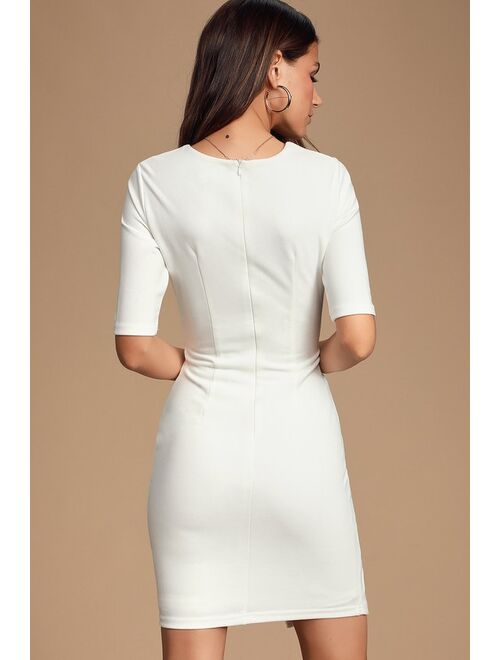 Lulus Westwood White Half Sleeve Sheath Dress
