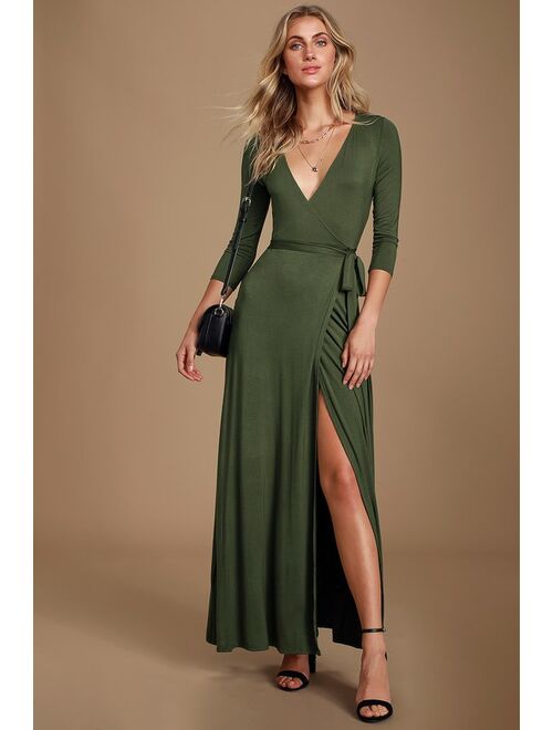 Olive Green Wrap Maxi Dress ...