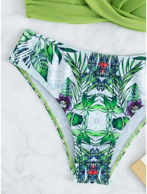 Shein Plant Print Push Up Bikini Swimsuit