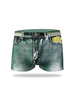 ZIWOCH Men's Underwear 3D Cowboy Print Funny Fake Jeans Boxer Shorts Cotton Men Briefs Underwear