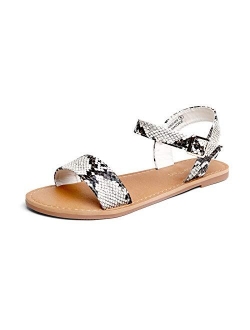 Women's Cute Open Toes One Band Ankle Strap Flexible Summer Flat Sandals
