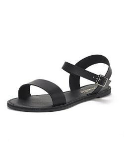 Women's Cute Open Toes One Band Ankle Strap Flexible Summer Flat Sandals