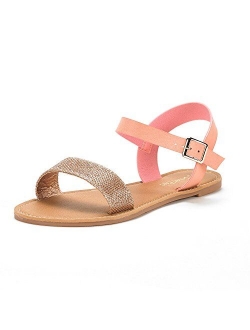 Women's Cute Open Toes One Band Ankle Strap Flexible Summer Flat Sandals