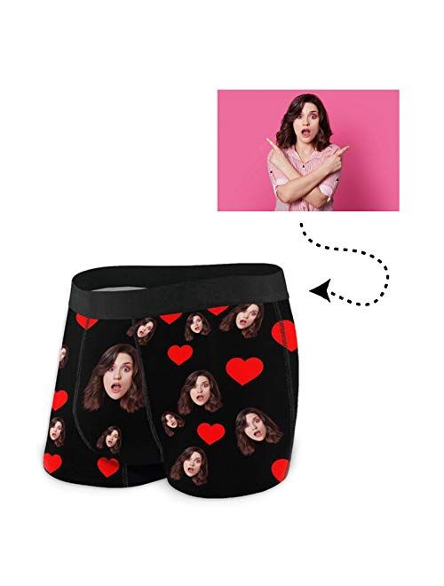 Custom Funny Boxer Briefs with Wife's Face Customized Print Underwear for Men