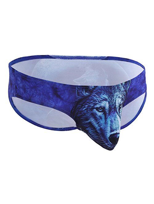 FEESHOW Mens 3D Wolf/Leopard Animal Print Bikini Briefs Funny Underwear Panties