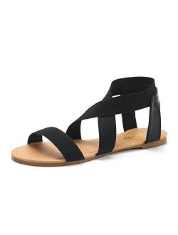 Women's Elatica Elastic Ankle Strap Flat Sandals