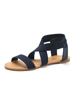 Women's Elatica Elastic Ankle Strap Flat Sandals