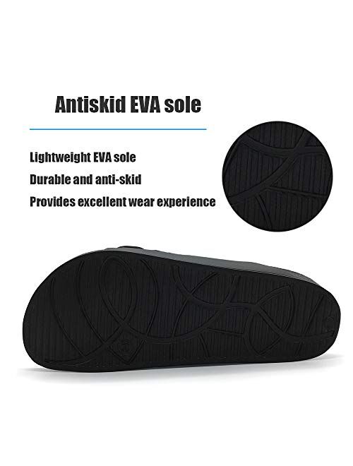 Women's Sandals Adjustable EVA Flat Sandals Comfortable Double Buckle Slides Sandals