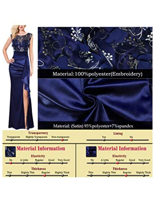 Vfshow Womens Formal Ruched Ruffles Evening Prom Wedding Party Maxi Dress