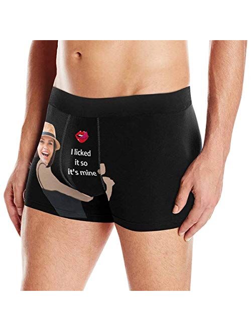 InterestPrint Personalized Face Man Boxer Briefs with Wife's Face Lip with Tongue It's Mine