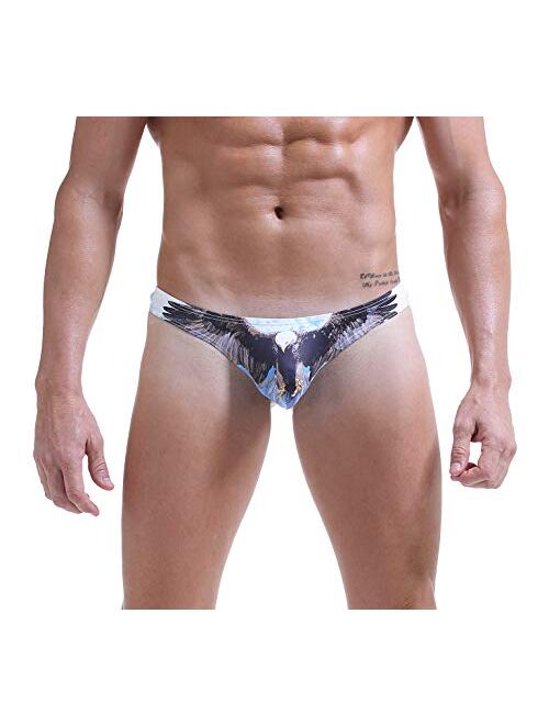 ARCITON Men's Low Rise Bulge Thong Sexy Animal Print T-Back Mens Underwear