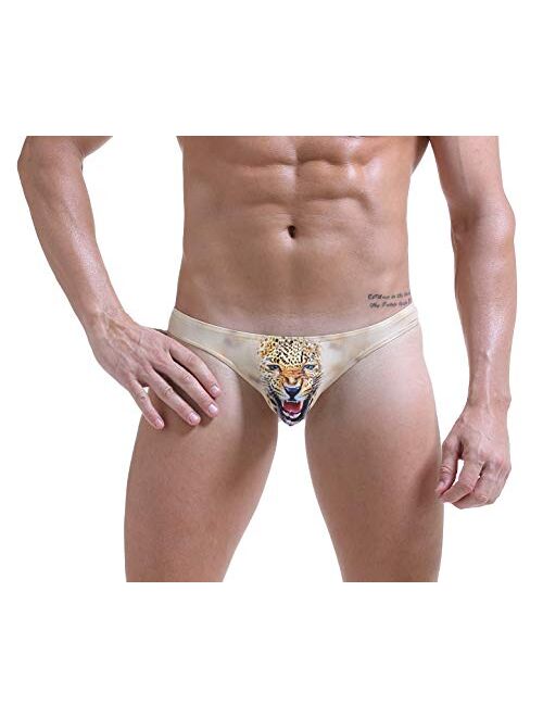 ARCITON Men's Low Rise Bulge Thong Sexy Animal Print T-Back Mens Underwear