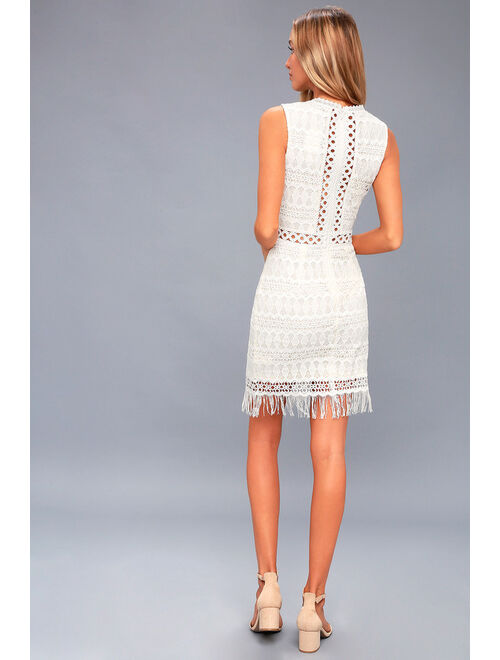 Lulus Kenna White Crochet Lace Sleeveless Bodycon Dress