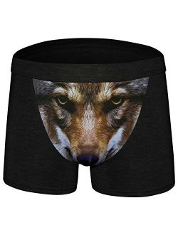 Sandbank Men's Sexy Funny 3D Wolf Print Boxer Briefs Underwear Shorts Trunks