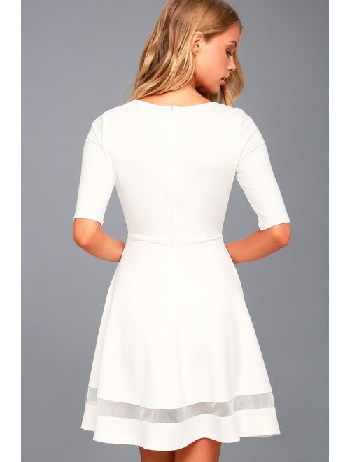 Lulus Sheer Factor White Mesh Skater Dress