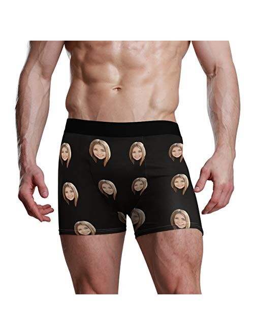 Custom Men's Print Boxer Briefs with Photo Face,Personalized Underwear for Men Women, Great Gift