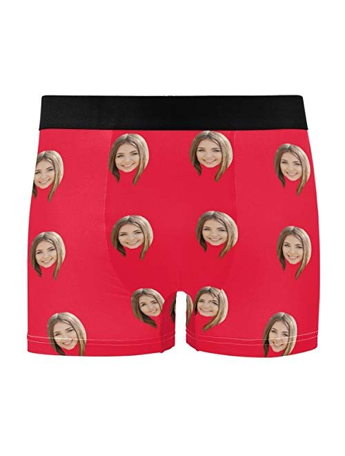 Custom Men's Print Boxer Briefs with Photo Face,Personalized Underwear for Men Women, Great Gift