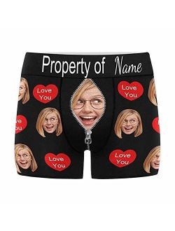 Custom Face Boxer for Men Property of Love Personalized Photo Text Underwear XS-5XL